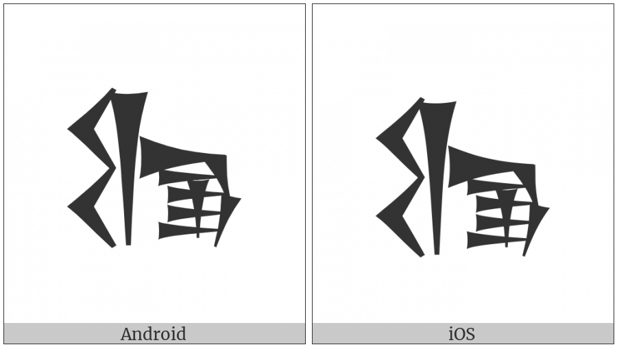 Cuneiform Sign Pi Times E on various operating systems
