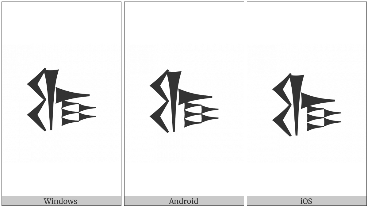 Cuneiform Sign Pi Times I on various operating systems