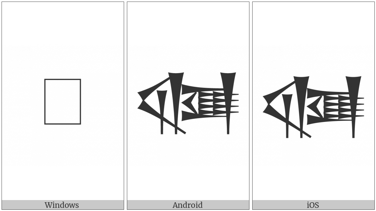 Cuneiform Sign Sag Times Mi on various operating systems