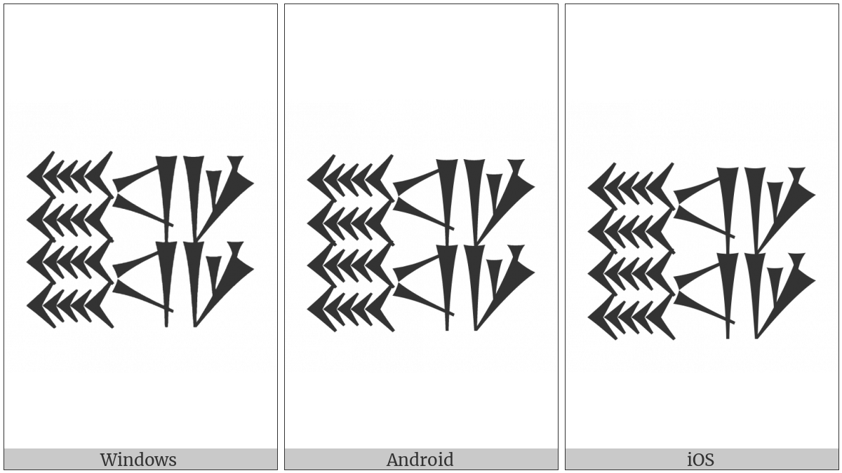 Cuneiform Sign She Over She Gad Over Gad Gar Over Gar on various operating systems