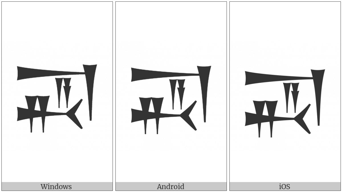 Cuneiform Sign Ush Times A on various operating systems