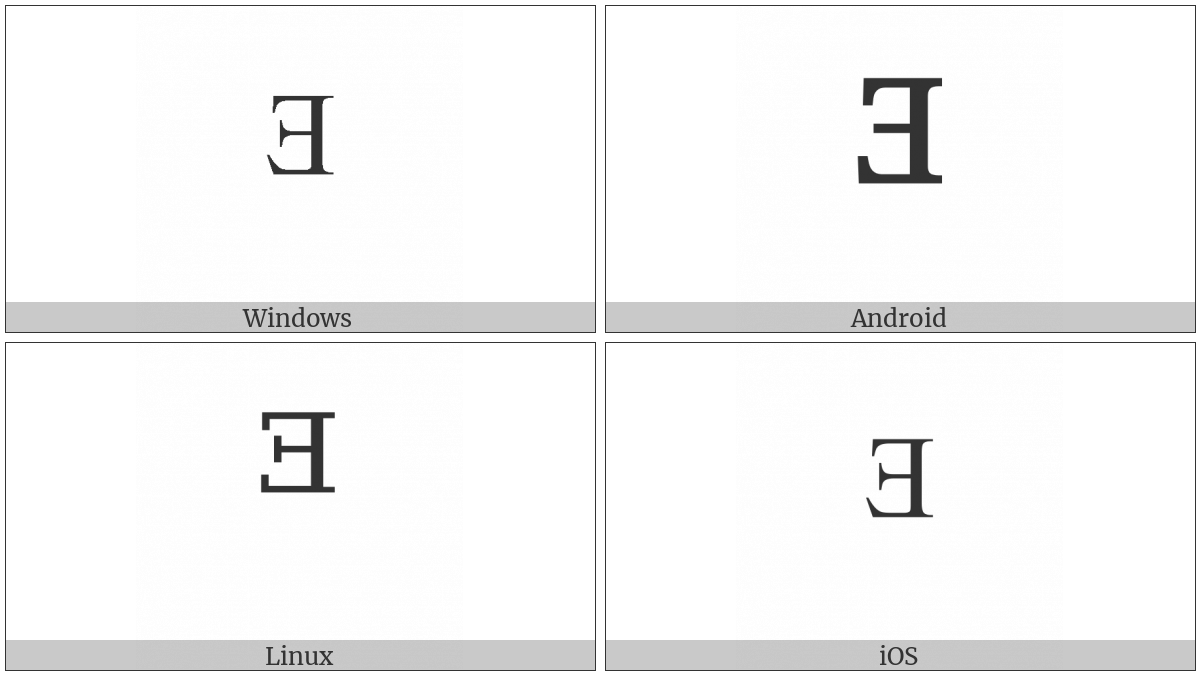 Modifier Letter Capital Reversed E on various operating systems