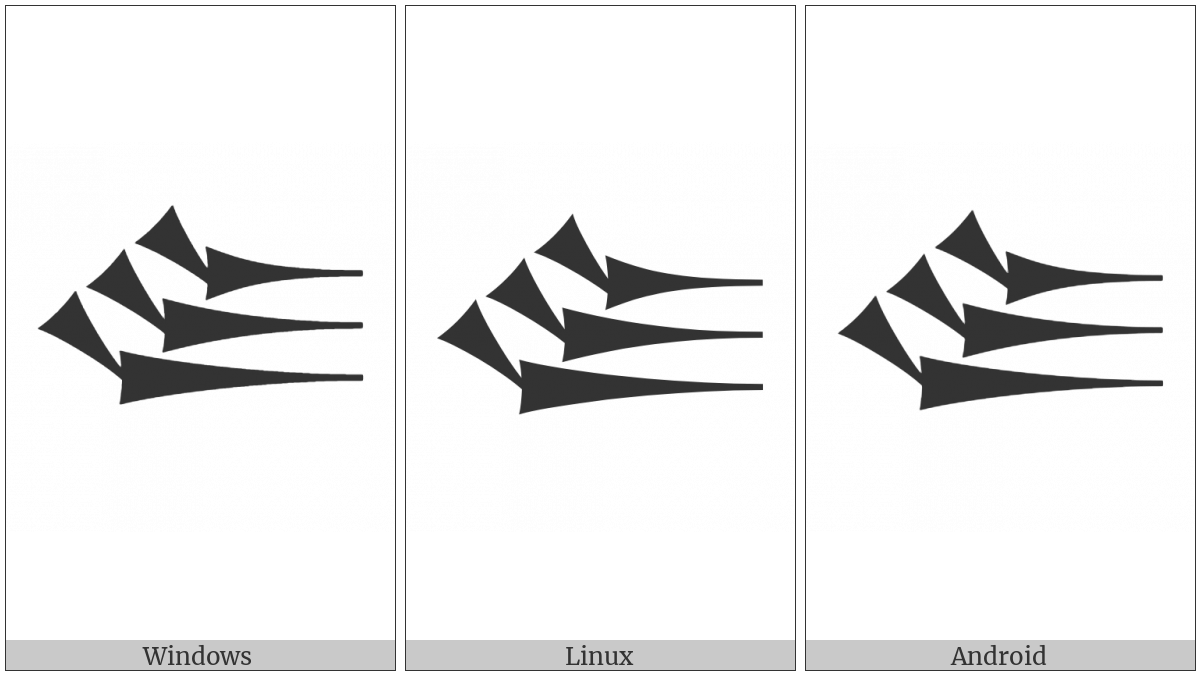 Cuneiform Numeric Sign Old Assyrian One Sixth on various operating systems