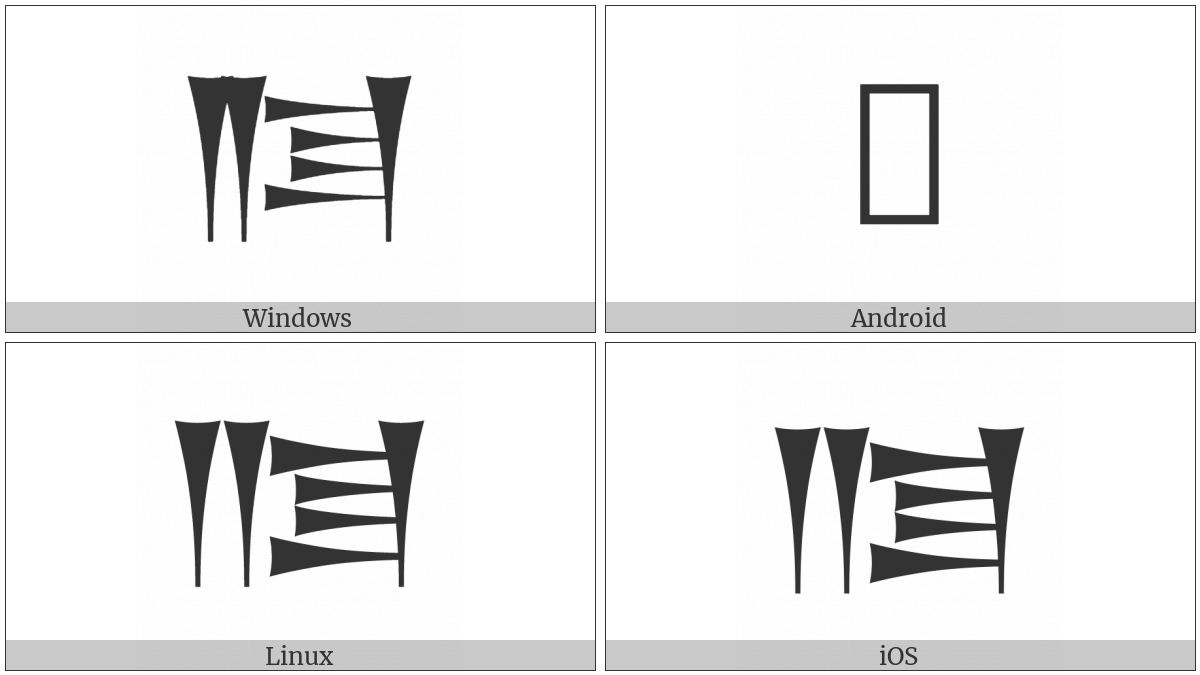 Cuneiform Numeric Sign Elamite Two Thirds on various operating systems
