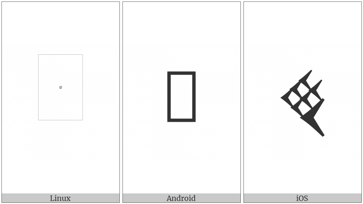 Cuneiform Numeric Sign Seven U Variant Form on various operating systems