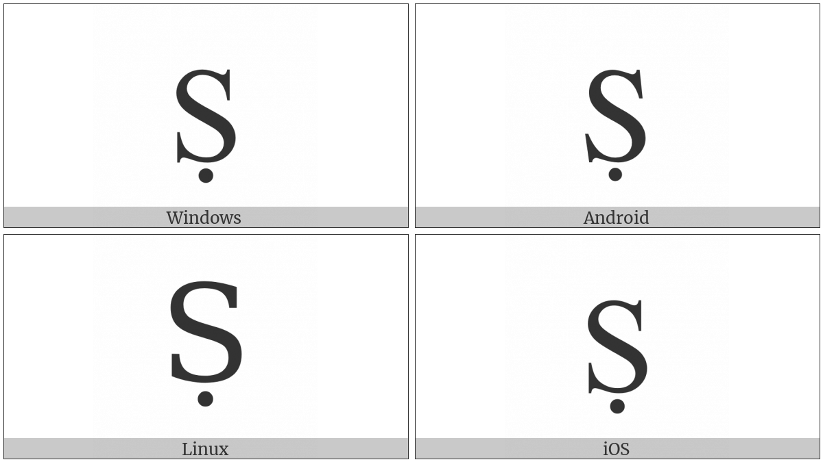 Latin Capital Letter S With Dot Below on various operating systems