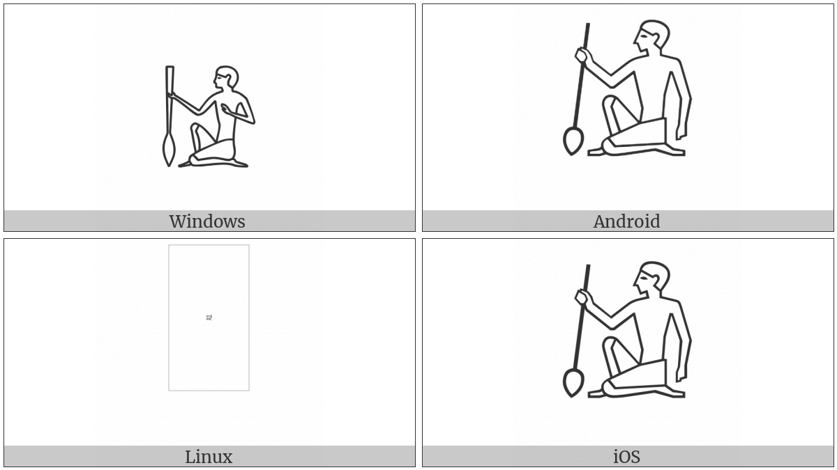 Egyptian Hieroglyph A010 on various operating systems