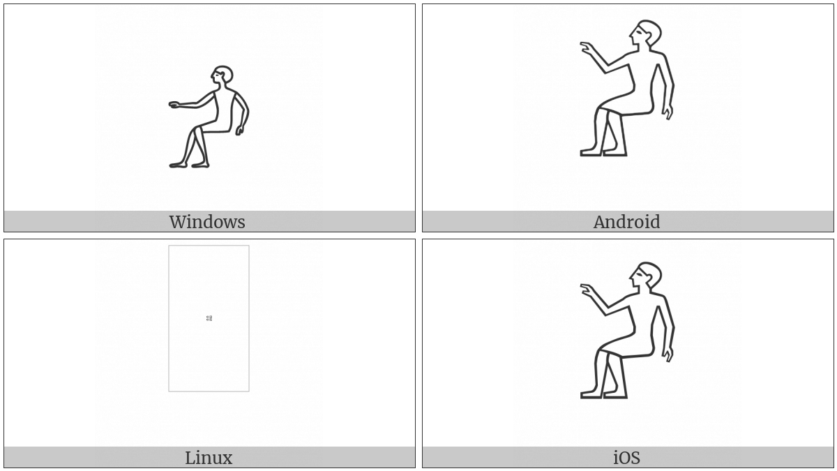 Egyptian Hieroglyph A017A on various operating systems