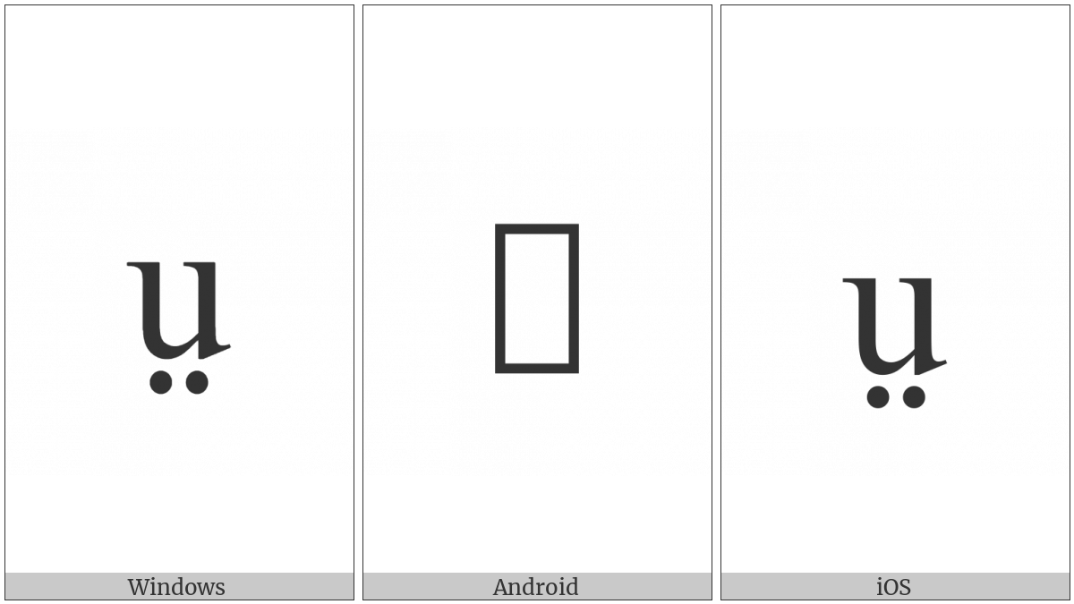 Latin Small Letter U With Diaeresis Below on various operating systems