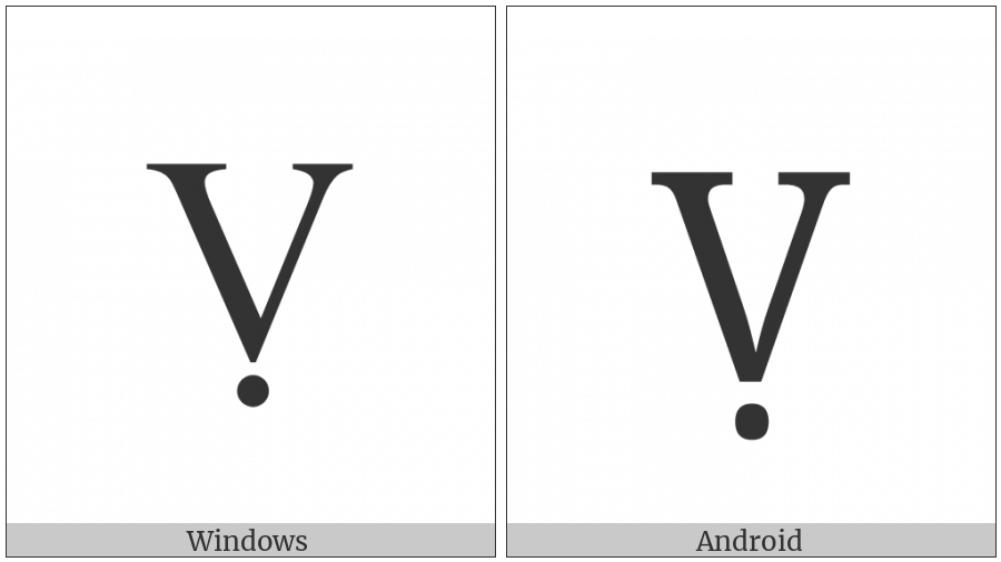 Latin Capital Letter V With Dot Below on various operating systems