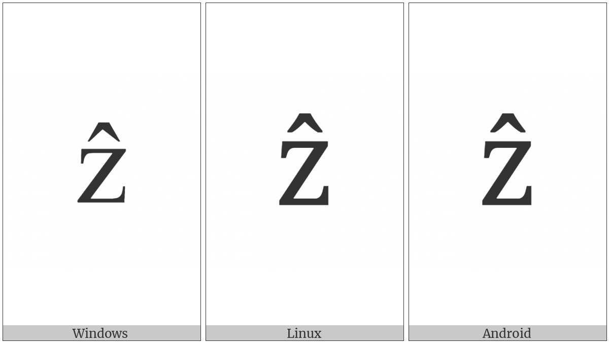 Latin Small Letter Z With Circumflex on various operating systems