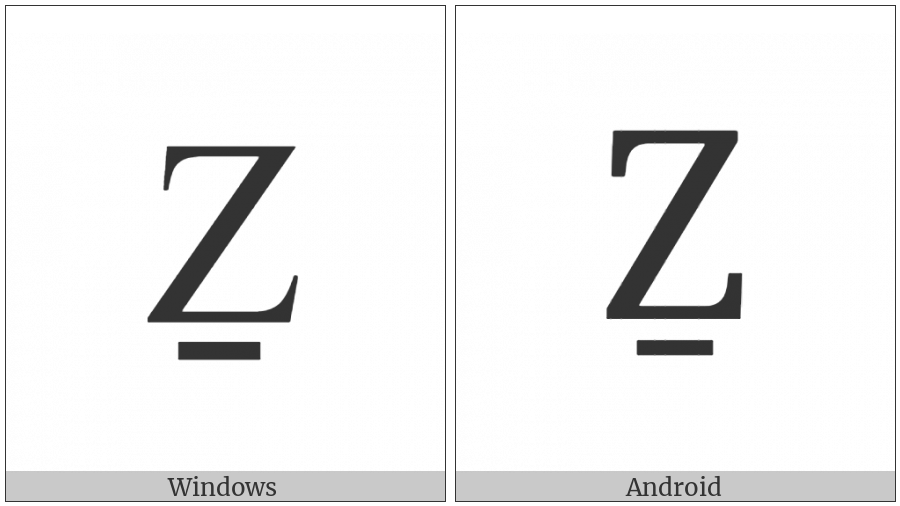 Latin Capital Letter Z With Line Below on various operating systems
