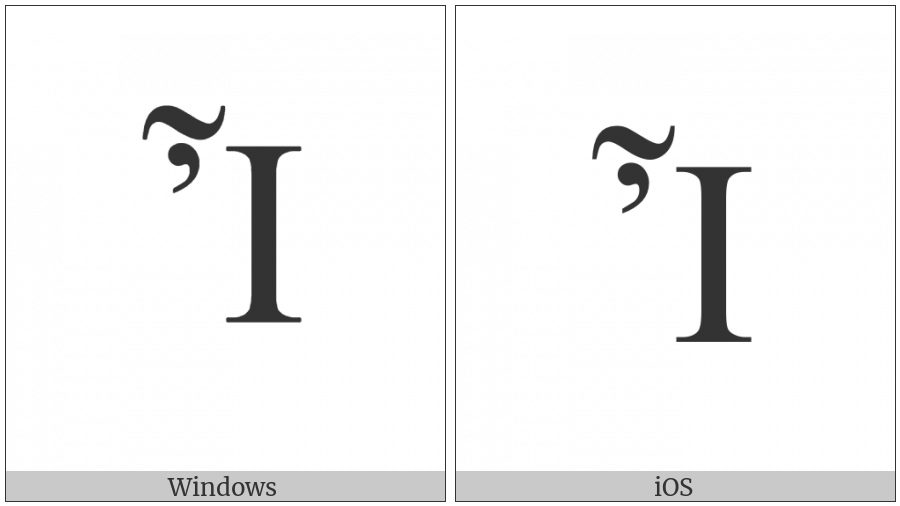 Greek Capital Letter Iota With Psili And Perispomeni on various operating systems