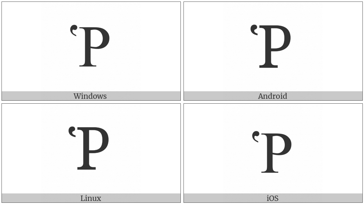 Greek Capital Letter Rho With Dasia on various operating systems