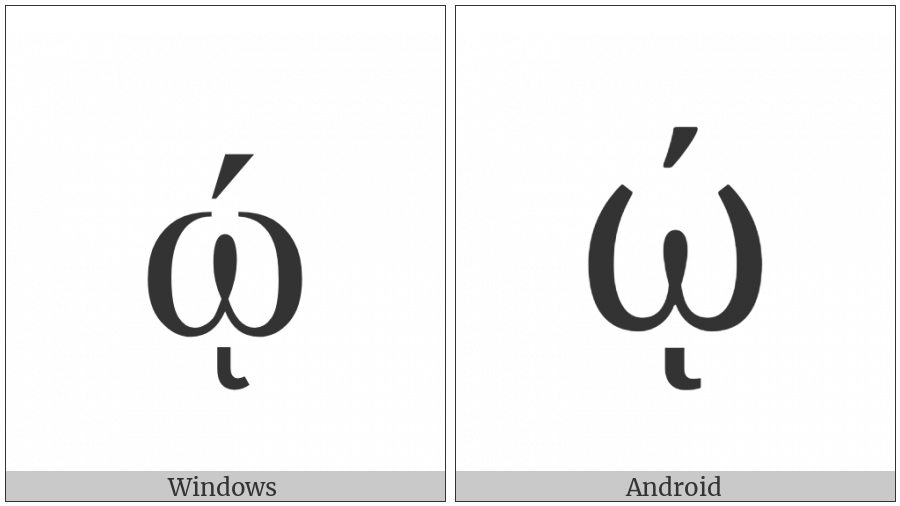 Greek Small Letter Omega With Oxia And Ypogegrammeni on various operating systems