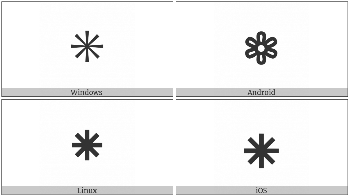 Flower Punctuation Mark on various operating systems