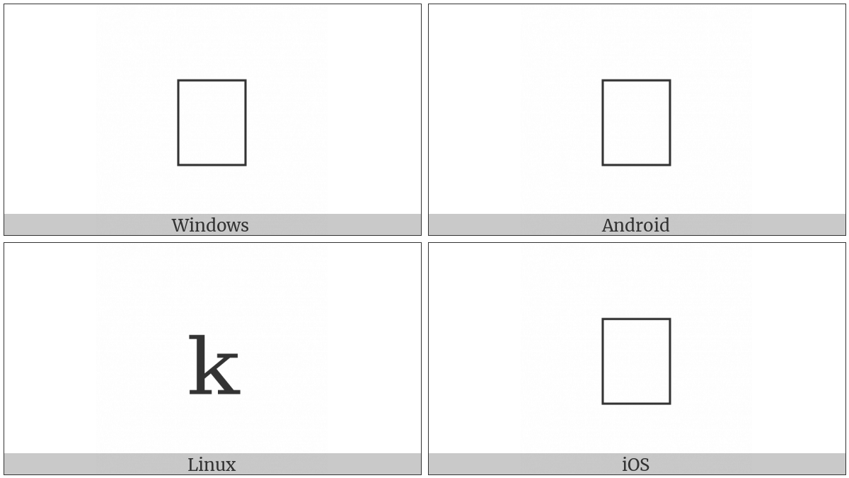 Latin Subscript Small Letter K on various operating systems