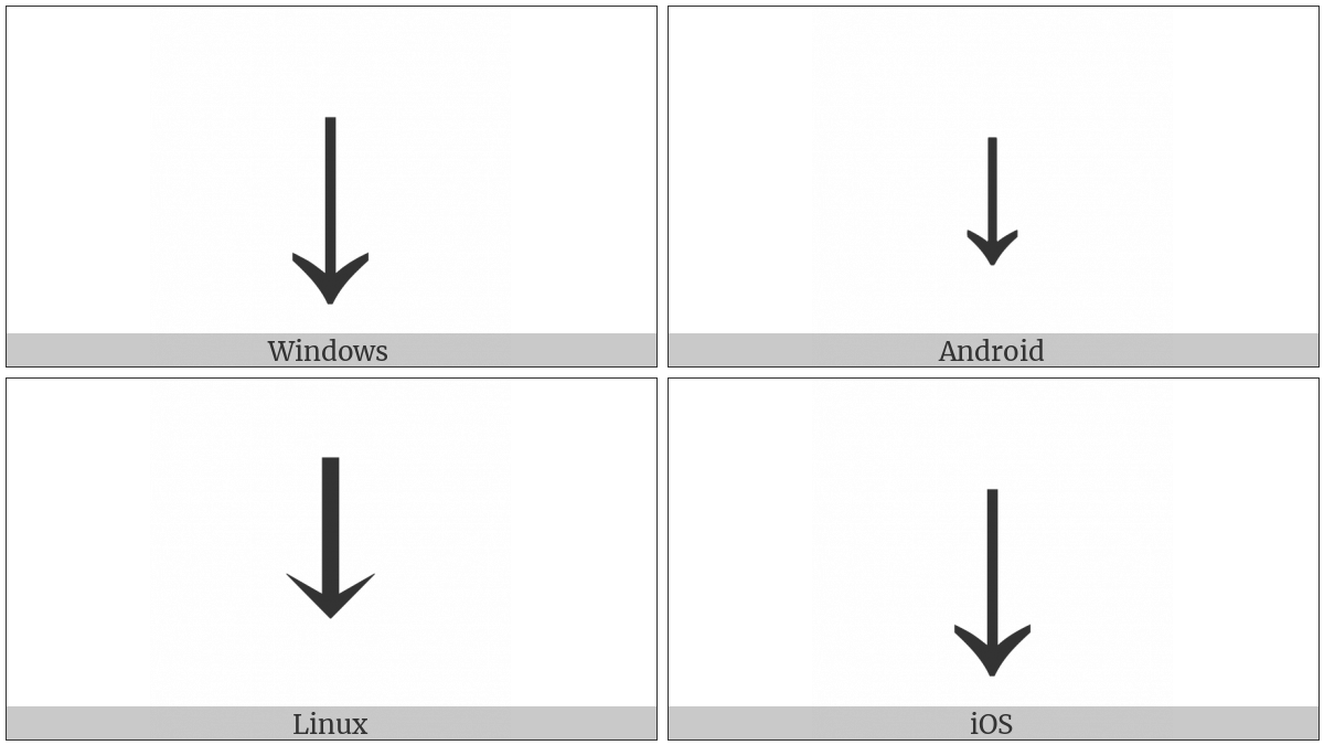 Downwards Arrow on various operating systems