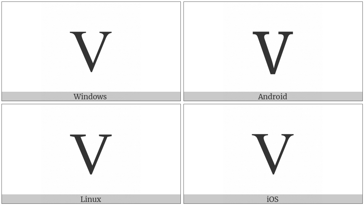 Latin Capital Letter V on various operating systems