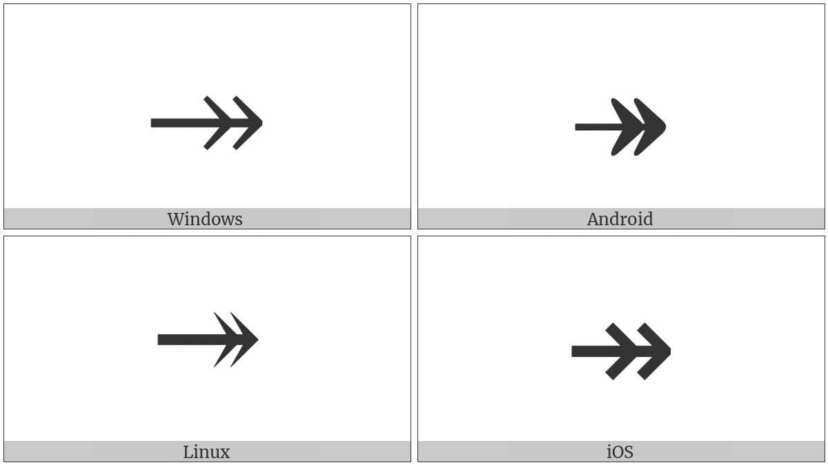 Rightwards Two Headed Arrow on various operating systems