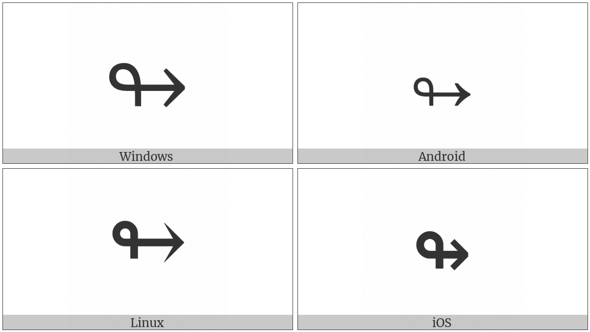 Rightwards Arrow With Loop on various operating systems