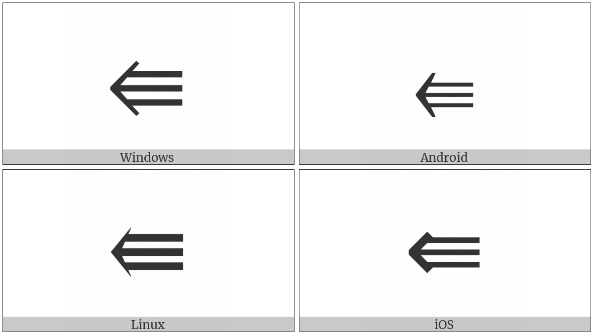 Leftwards Triple Arrow on various operating systems