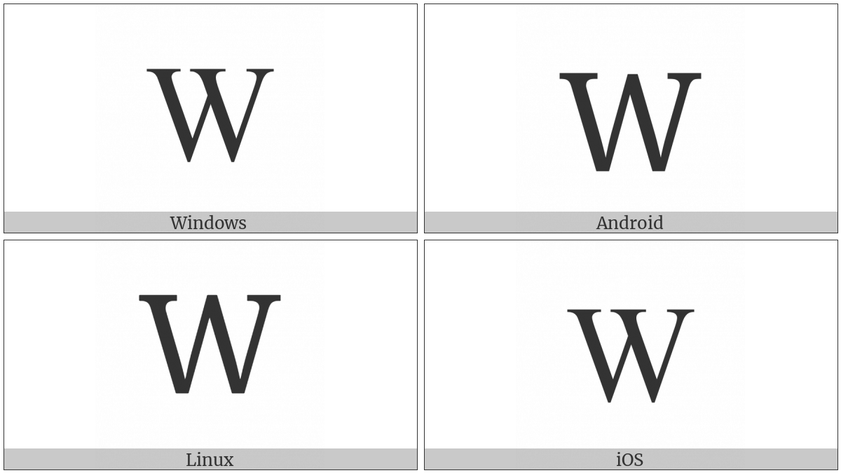 Latin Capital Letter W on various operating systems