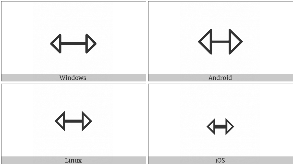 Left Right Open-Headed Arrow on various operating systems