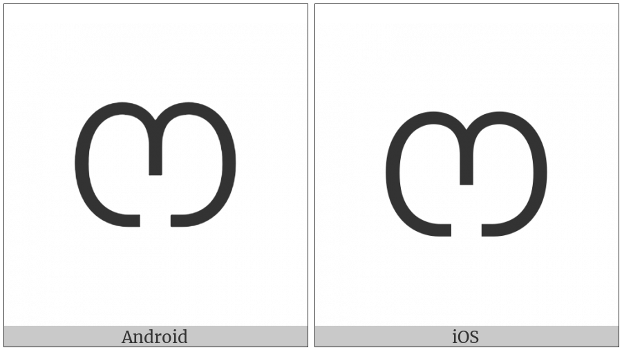 Bassa Vah Letter U on various operating systems