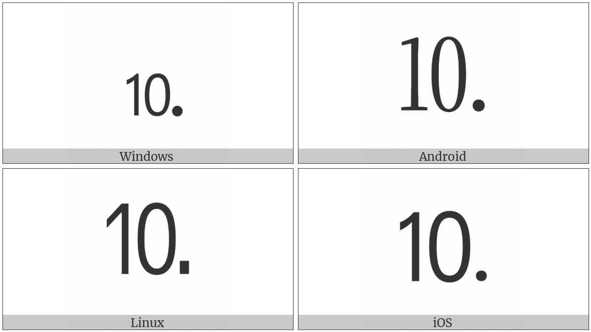 Number Ten Full Stop on various operating systems