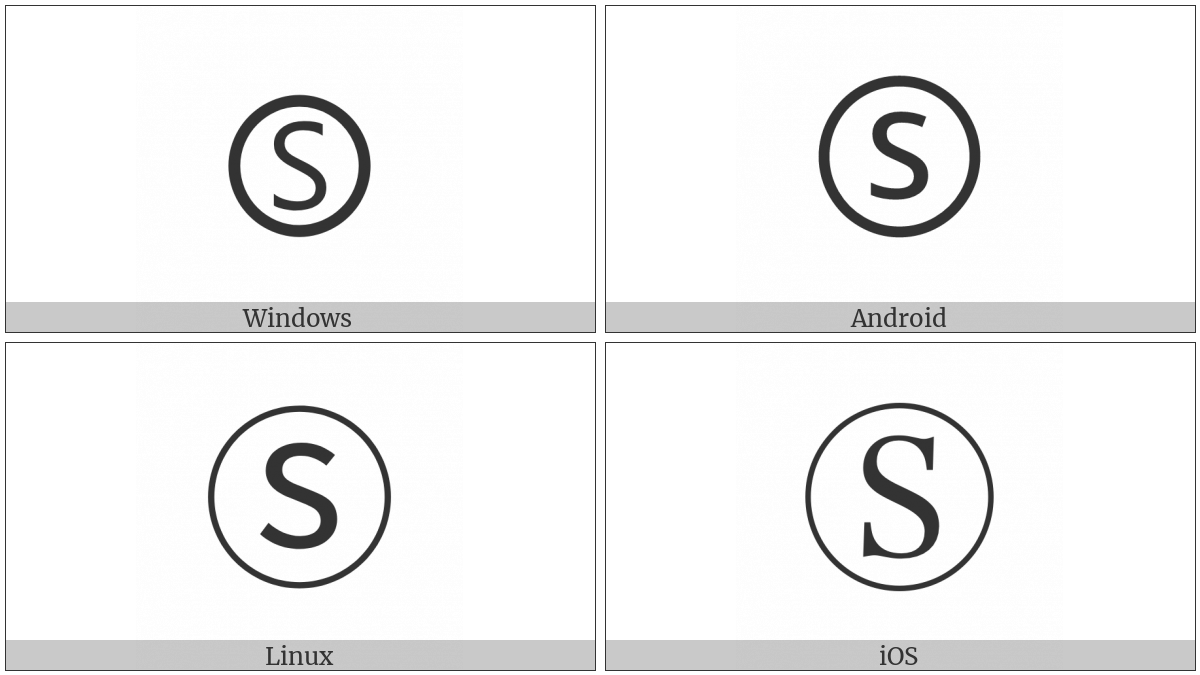 Circled Latin Capital Letter S on various operating systems