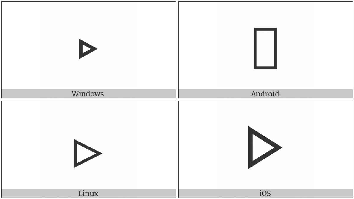 White Right-Pointing Small Triangle on various operating systems