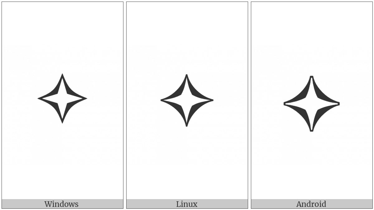 White Four Pointed Star on various operating systems