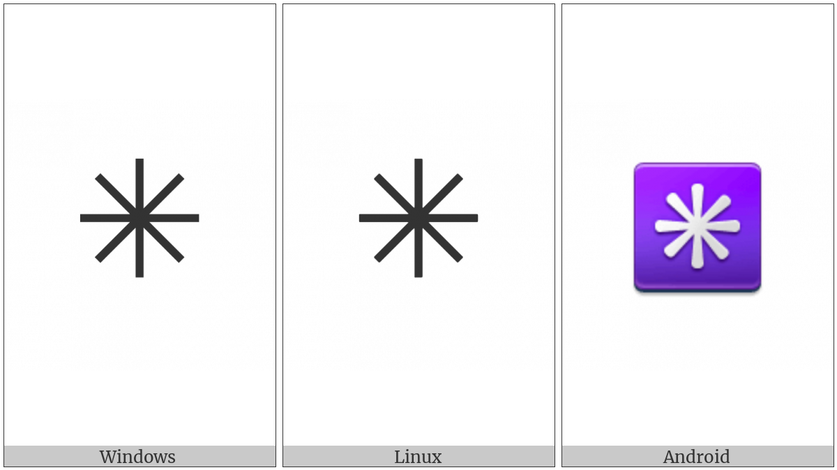 Eight Spoked Asterisk on various operating systems