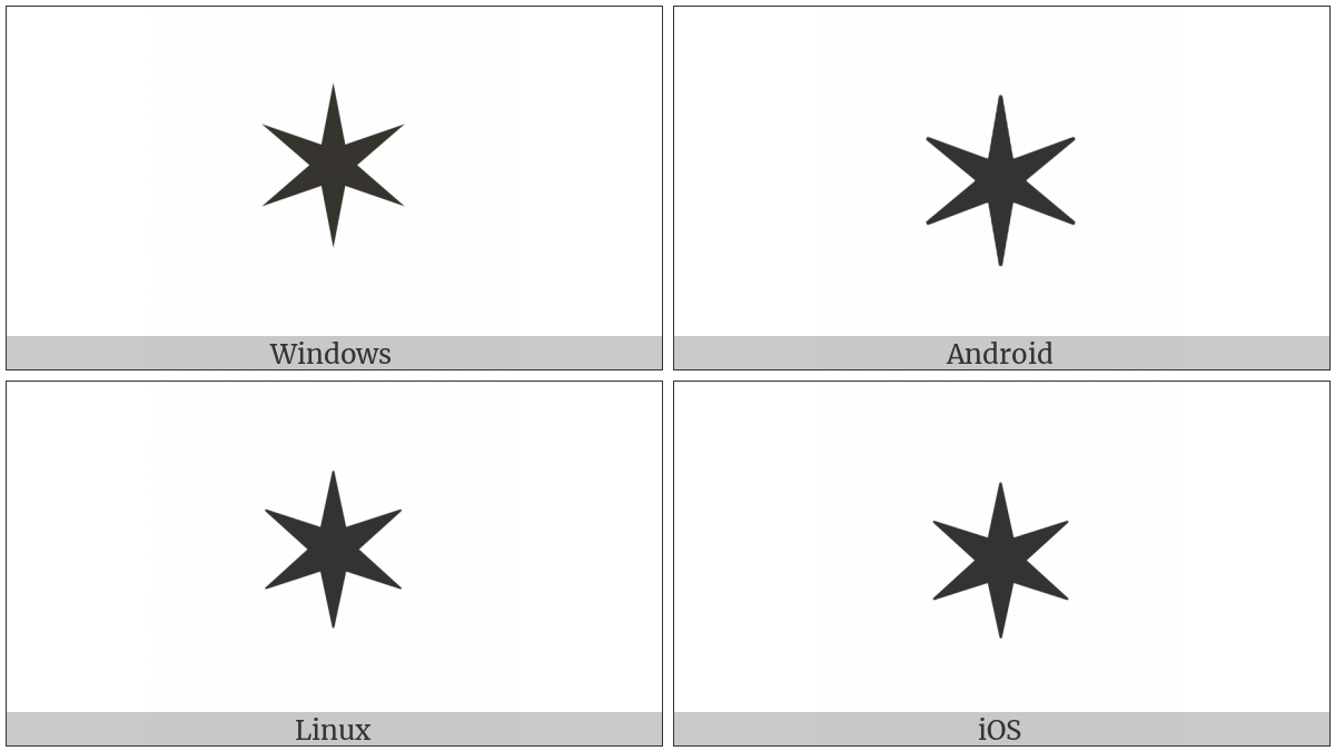 Six Pointed Black Star on various operating systems