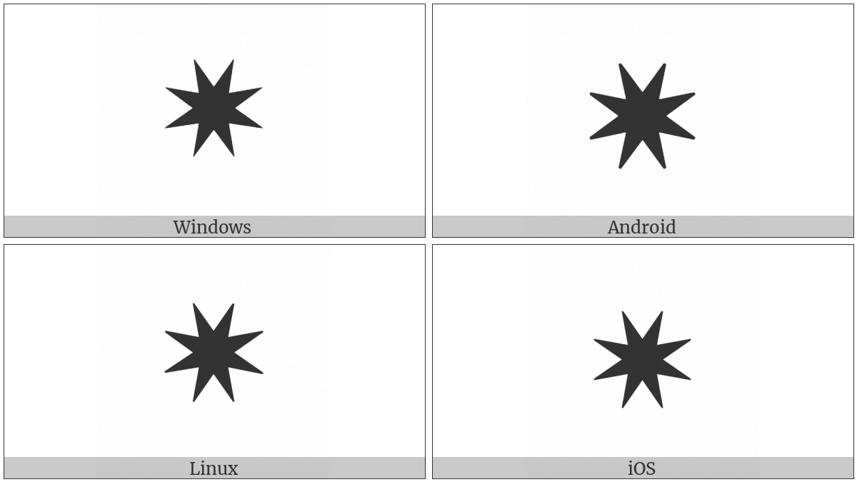 Eight Pointed Rectilinear Black Star on various operating systems
