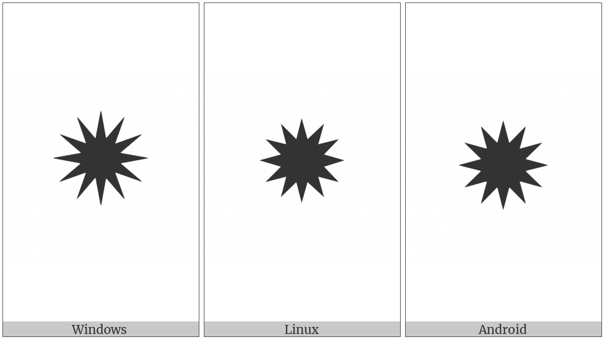 Twelve Pointed Black Star on various operating systems