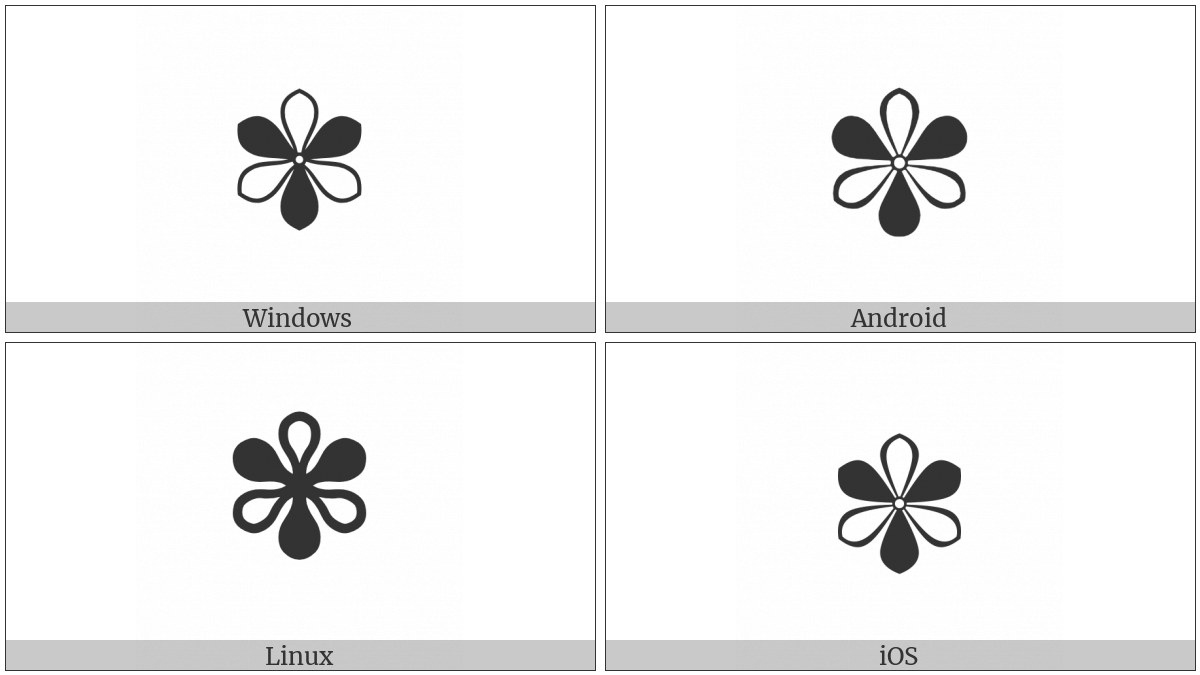 Six Petalled Black And White Florette on various operating systems