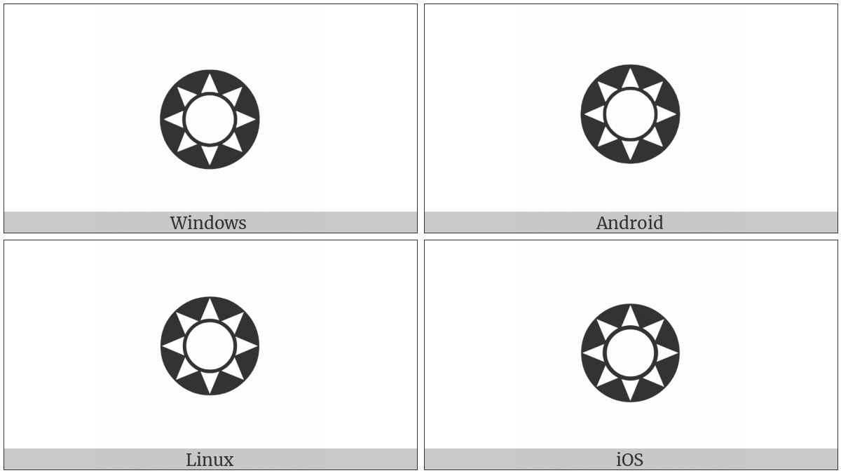 Circled Open Centre Eight Pointed Star on various operating systems