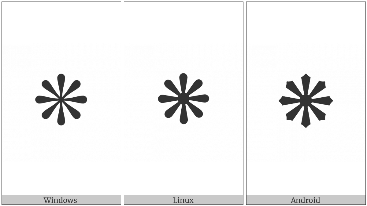 Heavy Eight Teardrop-Spoked Propeller Asterisk on various operating systems