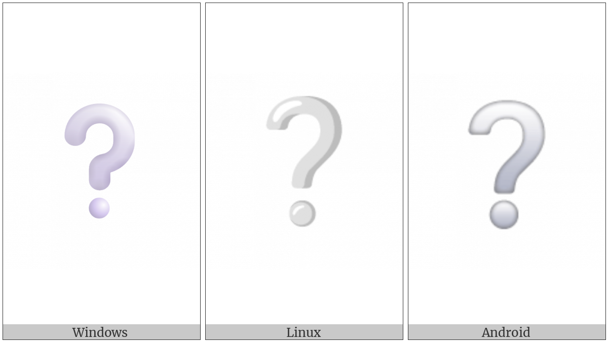 White Question Mark Ornament on various operating systems