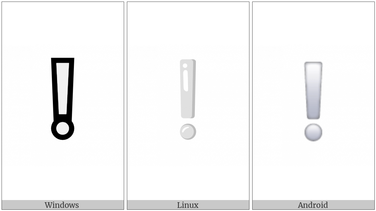 White Exclamation Mark Ornament on various operating systems