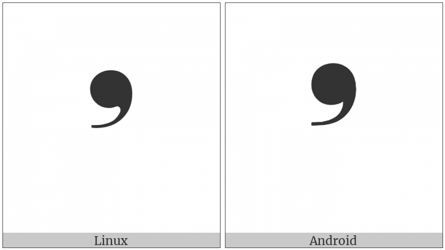 Heavy Single Comma Quotation Mark Ornament on various operating systems