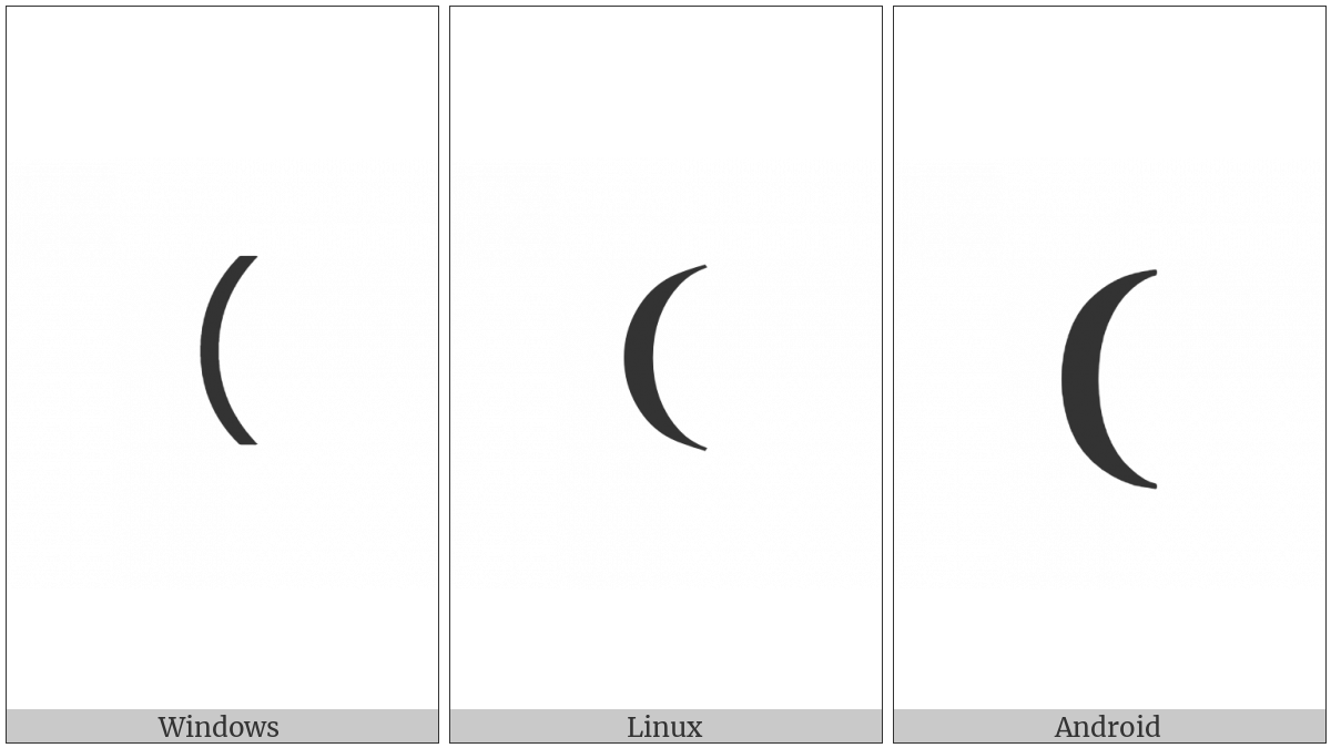Medium Left Parenthesis Ornament on various operating systems