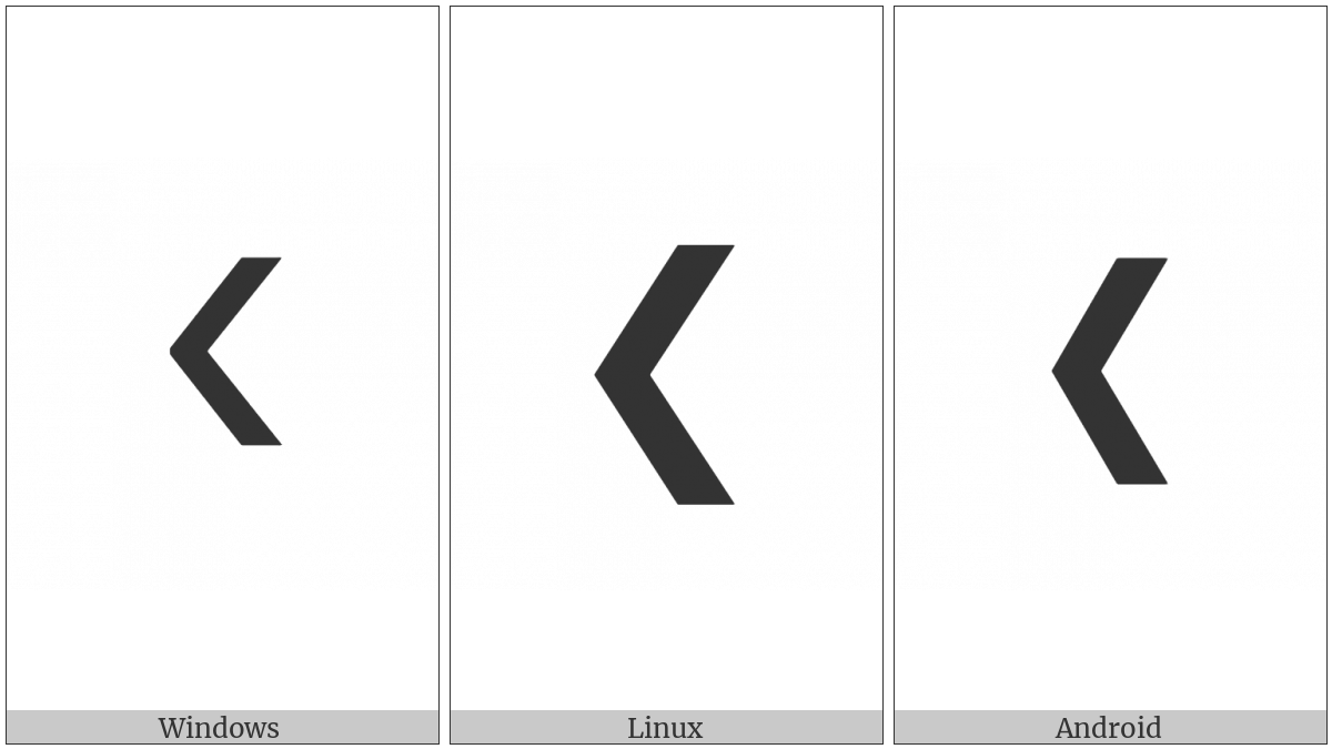 Heavy Left-Pointing Angle Quotation Mark Ornament on various operating systems