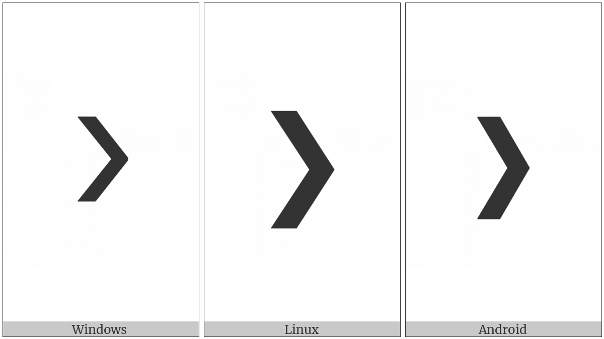 Heavy Right-Pointing Angle Quotation Mark Ornament on various operating systems