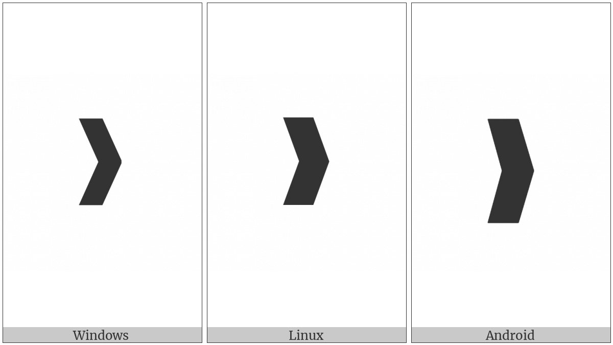 Heavy Right-Pointing Angle Bracket Ornament on various operating systems
