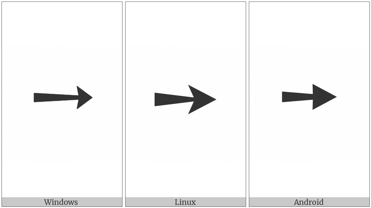 Heavy Rightwards Arrow on various operating systems