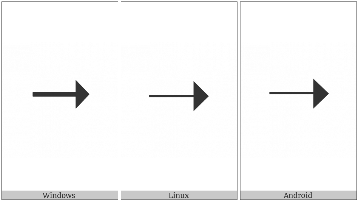 Triangle-Headed Rightwards Arrow on various operating systems