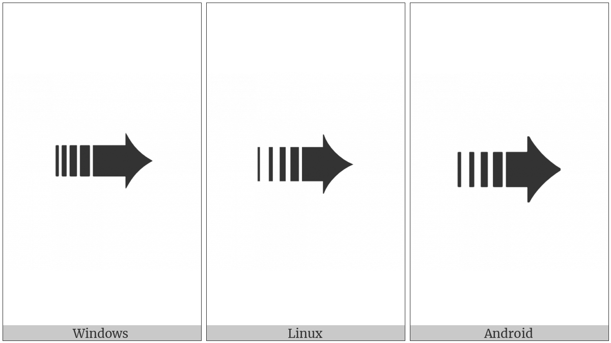 Heavy Dashed Triangle-Headed Rightwards Arrow on various operating systems